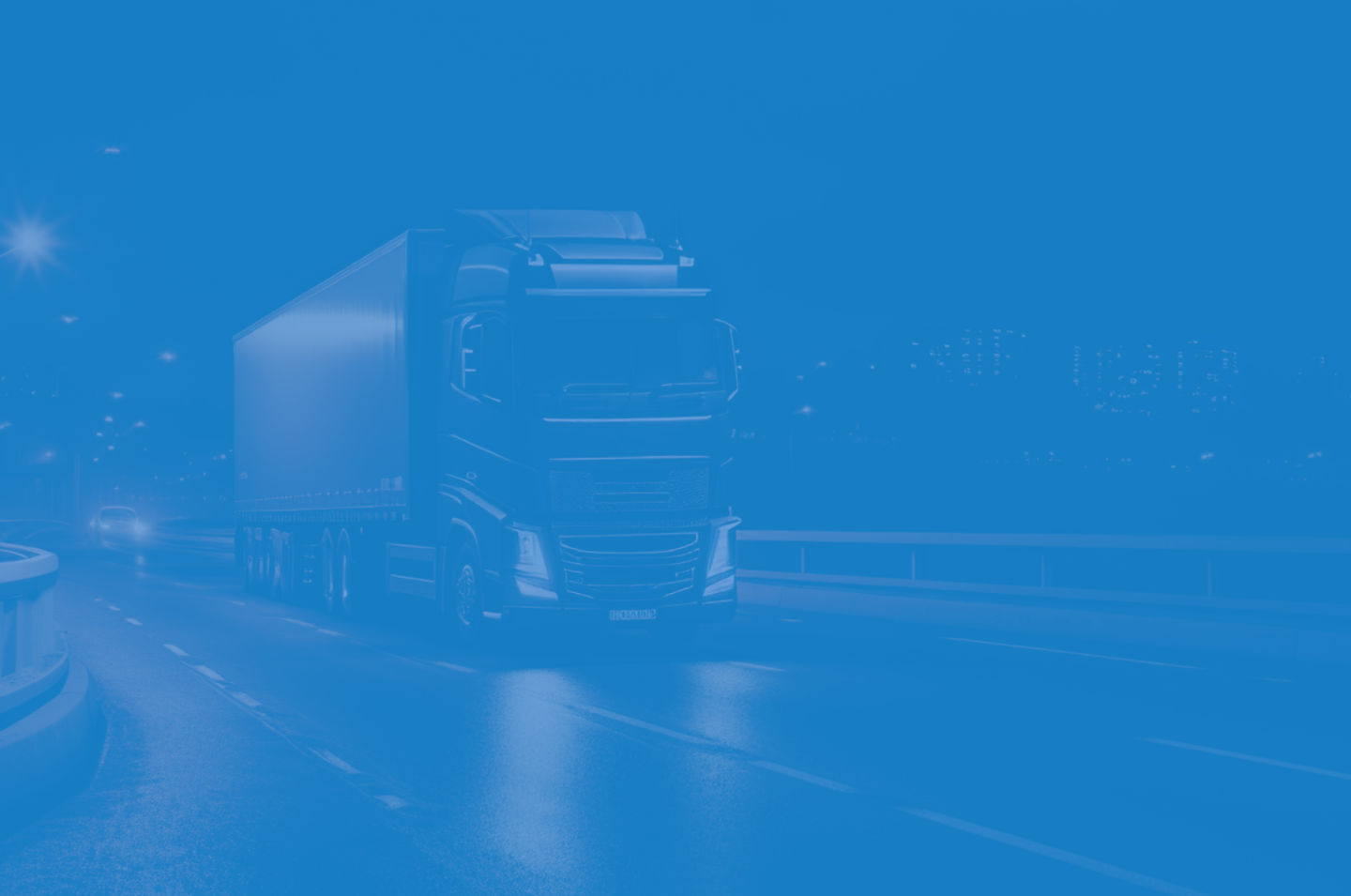 Freight truck driving at night